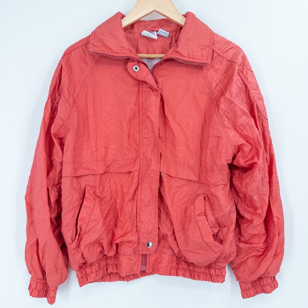 Vintage 90s‎ Rock Creek Nylon Windbreaker Jacket Womens M Oversized Coral Pink